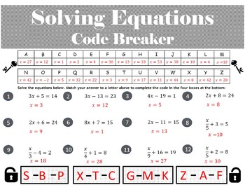 Solving 2-Step Equations (free code breaker game) by TenTors Education