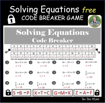 Solving 2 Step Equations Free Code Breaker Game By Tentors Education