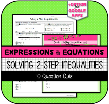 Preview of Solving 2-Step Inequalities QUIZ