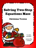 Solving 2-step Equations MAZE - Christmas Math - 7th Grade