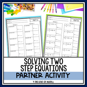 Preview of Solving 2-step Equations Partner Activity