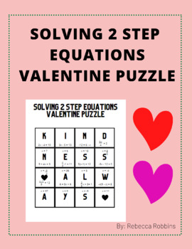 Preview of Solving 2 step equations Valentine Puzzle