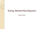 Solving Absolute Value Equations