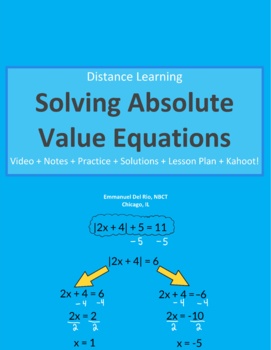 Preview of Solving Absolute Value Equations 1 (Distance Learning)