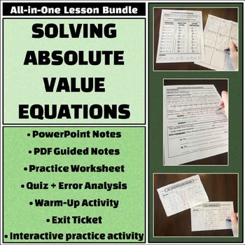 Preview of Solving Absolute Value Equations - All-in-One Bundle - Activities and more!