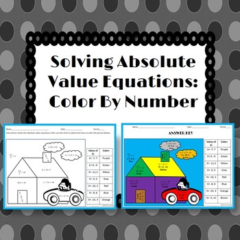 Preview of Free Solving Absolute Value Equations: Color By Number