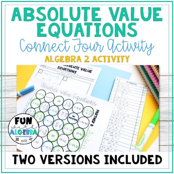 Preview of Solving Absolute Value Equations Connect 4 Game