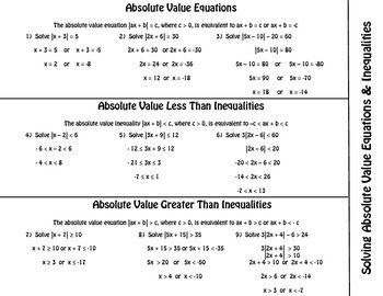 Solving Absolute Value Equations & Inequalities Foldable by Foresta Math