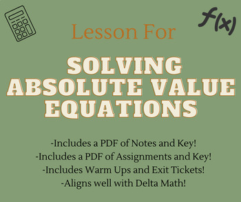 Preview of Solving Absolute Value Equations - Lesson