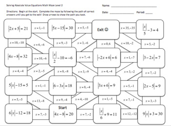 Math Murder Mystery! Solving Absolute Value Equations by Classroom 127