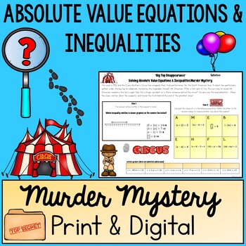 Solving Absolute Value Equations Murder Mystery - PDF & Digital