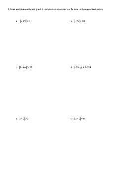 Solving Absolute Value Equations and Inequalities Quiz by Miss J's Tutoring