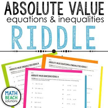Preview of Solving Absolute Value Equations and Inequalities Riddle Activity