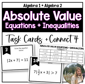 Preview of Solving Absolute Value Equations and Inequalities Task Cards for Algebra 1