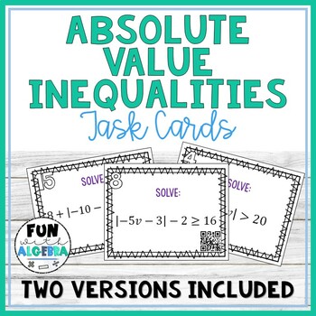 Preview of Solving Absolute Value Inequalities QR Task Cards