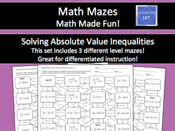 Absolute Value Maze Worksheets Teaching Resources Tpt