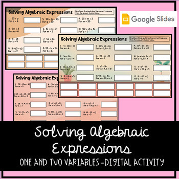 Preview of Solving Algebraic Expressions - One and Two Variable - Digital Activity