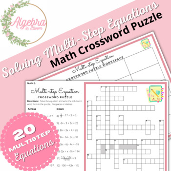 Preview of Solving Algebraic Multi step Equations // Math Crossword Puzzle