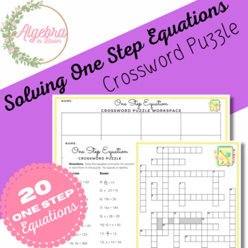 Preview of Solving Algebraic One Step Equations // Math Crossword Puzzle