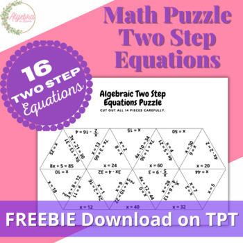 Preview of Solving Algebraic Two Step Equations Math Puzzle Activity