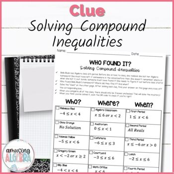 Preview of Solving Compound Inequalities Clue Mystery Activity