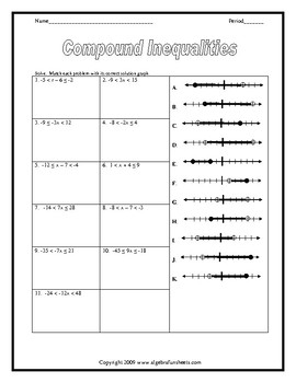 Solving Compound Inequalities Worksheet (Bundle) by Algebra Funsheets