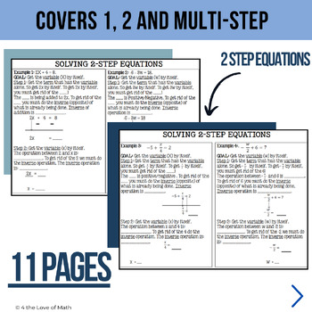 Solving Equations (1-step, 2-step, Multi-Step): Guided Notes | TpT