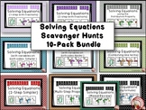 Solving Equations - 10 pack - Scavenger Hunts + 20 Exit Tickets