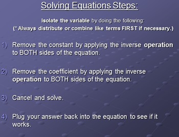 Preview of Solving Equations Interactive Lesson