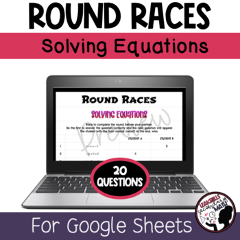 Preview of Solving Equations | 2 Player Game | 20 Question | Google Sheets