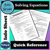 Solving Equations | 8th Grade Math Quick Reference Sheet |