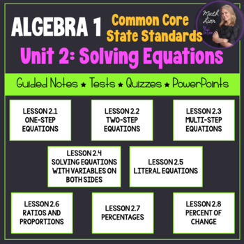 Preview of Solving Equations (Algebra 1 Curriculum - Unit 2) | Bundle for Common Core