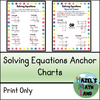 Preview of Solving Equations Anchor Charts