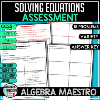 Preview of Solving Equations - Assessment/Test