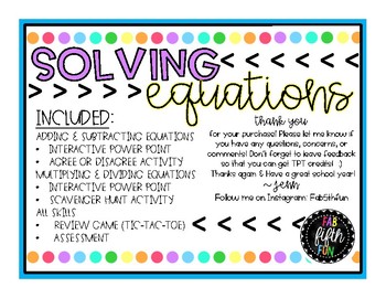 Preview of Solving Equations BUNDLE