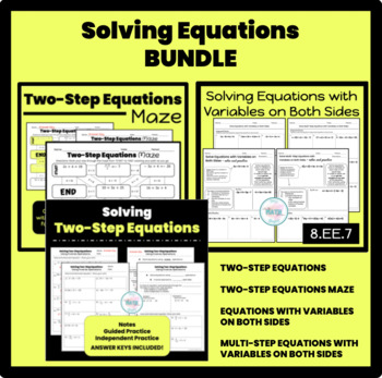 Preview of Solving Equations Bundle | Two-Step | Multi-Step with Variables on Both Sides