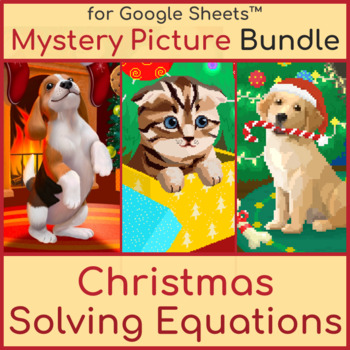 Preview of Solving Equations Christmas Mystery Picture Pixel Art Bundle