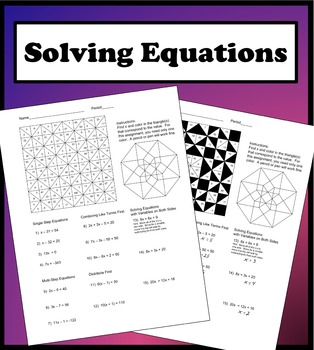 Preview of Solving Equations Color Worksheet