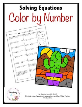 Preview of Solving Equations Color by Number Activity 