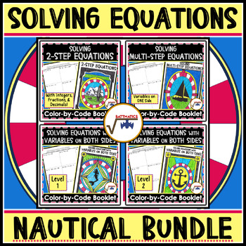 Preview of Solving Equations Coloring Activities Bundle | Color-by-Code | ALGEBRA