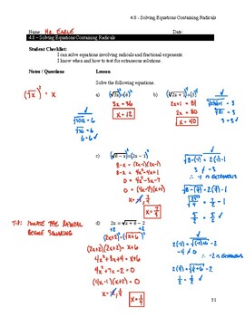 solving equations containing two radicals assignment quizlet