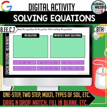 Preview of Solving Equations Digital Activity (8th Grade)