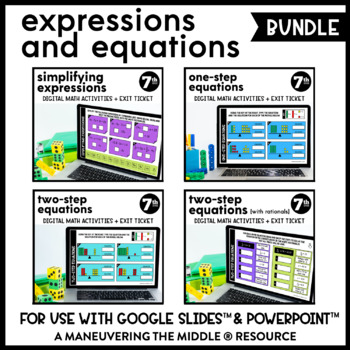 Preview of Equations & Expressions Digital Math Activity Bundle | Solving Equations