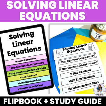 Preview of Solving Equations End of Year Test Prep Study Guide Vocabulary Foldable Flipbook