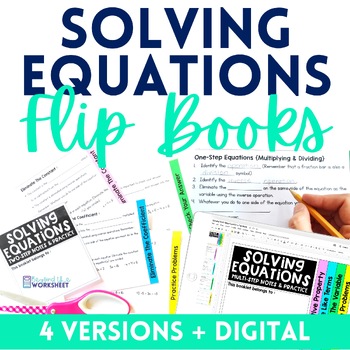 Preview of Solving Equations Math Notes Flip Book | Print and Digital