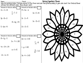 Solving Two-Step Equations Coloring Activity by Math Dyal | TpT