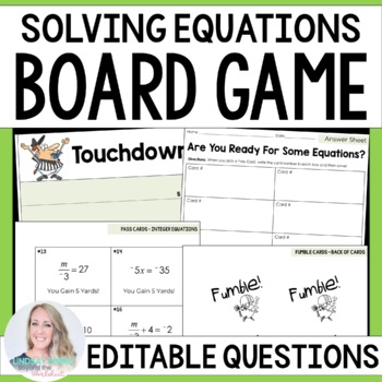 Preview of Solving Equations Math Game
