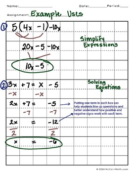 Preview of Solving Equations Graphic Organizer