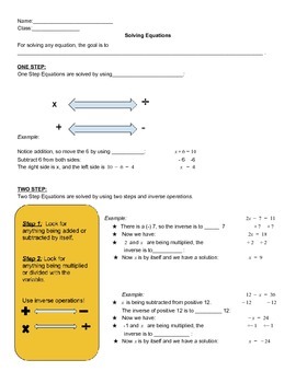 Preview of Solving Equations Guided Notes