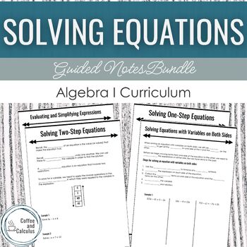 Preview of Solving Equations in Algebra 1 No Prep Guided Lesson Notes Bundle